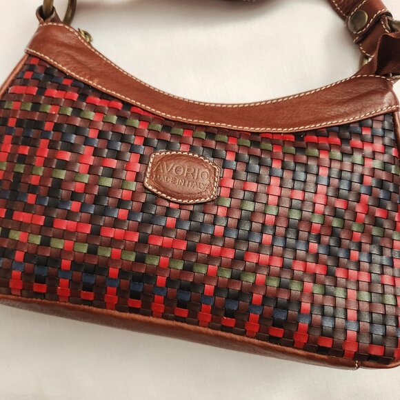 Vera Pelle Avorio Italy Leather Brown/ Multicolor Lady Crossbody/ Shoulder Purse - Picture 3 of 16